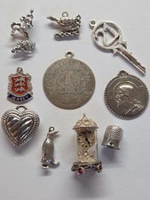 Sterling Silver ~ Lot Of 10 CHARMS ~ ALL MARKED ~ 21 Grams ~ VINTAGE picture