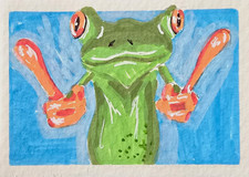 ACEO ATC OOAK Original Painting frog 