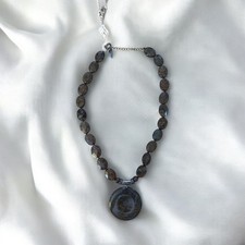 NEW Coldwater Creek Chunky Brown Bronzite Gemstone Beaded Statement Necklace picture