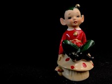 NORCREST Pixie Elf on Mushroom Christmas 1950s Japan Vintage NAPCO HOLT HOWARD picture