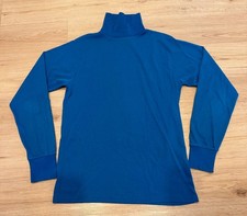 Sears Perma-Prest Blue Duralon Poly Cotton Turtleneck Shirt Sweater M 1970s picture