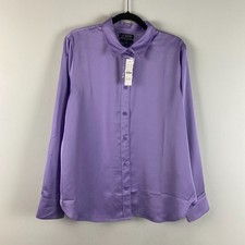 J Crew Slim Fit Drapey Button Shirt Size 16 Purple Luster Crepe BL104 picture