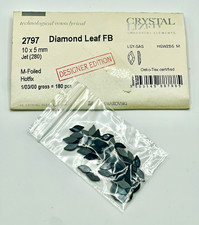 Swarovski 2797 Diamond Leaf FB Jet 10x5mm Designer Edition 50 Pc Crystal Lot picture