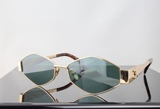 Celine Triomphe Metal CL40254U 30N Gold / Green Lenses Geometric Sunglasses picture