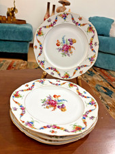 SET 4 Epiag Czechoslovakia Luncheon Salad Plate Floral Garland  Gold Trim RARE picture
