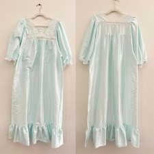 Vintage Sara Beth Nightgown Baby Blue Lace Peplum Puff Sleeve Women's Large picture