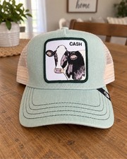 Goorin Bros The Cash Cow Trucker Hat Snapback Light Blue Cow Patch picture