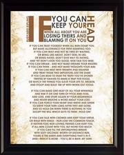 “If” Poem, Rudyard Kipling - Framed Poster Picture Print Motivational Wall Art picture
