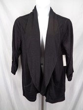 Zenergy Chicos Black Drape Open Front Cardigan Jacket Size 3 (16-18) XL New picture