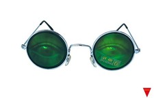 Vintage 80s Round Sunglasses Silver Frame Pretty Eyes Hologram Sunglasses picture