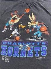 Vintage Looney Tunes Charlotte Hornets T Shirt Tee 1996 TAZ Single Stitch RARE picture