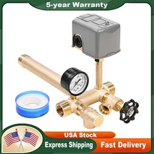 7PCS For Water Well Well Pure Brass Pressure Tank Tee Kit with 40/60PSI Switch picture