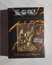 Yu-Gi-Oh Blue-Eyes White Dragon Limited Edition 24K Gold-Plated Metal Card picture