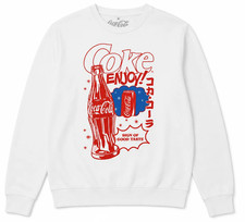 Coca-Cola Japanese Script White Crewneck Sweatshirt Coke Logo Graphic Pullover picture