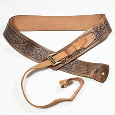 RARE: Vintage YAMAHA Embossed Leather Guitar Strap, 1970s Japan - Brass Buckle picture