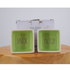 Rae Dunn Artisan Collection Savor Enjoy Square Dipping Bowls Set picture