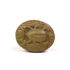 Walrath Pottery Matte Green/Brown Scarab Paperweight picture