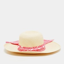 Hermes Rose Azale Ingrid Zigzag Hat Size 57 picture