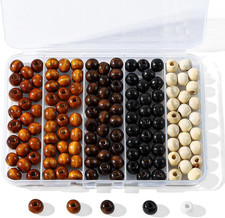 140Pcs Large Hole Wooden Beads for Crafts, 5 Colors Vintage Unfinished Wood picture