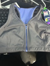 Hanes HC32 Hanes Womens   Wirefree Bra large zippered gray blue NEW picture
