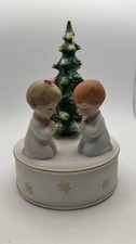 Vintage Schmid Bros Music Box Praying Children Oh Christmas Tree -As-Is Slow picture