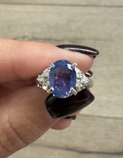 Platinum Diamond & Sapphire Ring 1.52tcw, 4.82gr picture