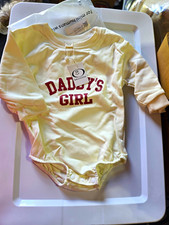 MiniOlie 18-24M Daddy's Girl Ivory Long Sleeve Cotton Knit Snap Bodysuit picture