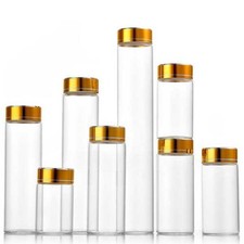 Bulk Buy Empty 5ml - 200ml Clear Glass Jars Bottles With Aluminum Gold Line Caps picture