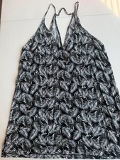 Old Navy Black Palm Leaf Keyhole Tunic Mini Dress Size L picture