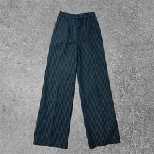 Vintage Pinstripe Wide Leg Trousers Women 25x32 Charcoal Grey High Rise Pleated picture