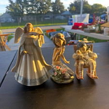 LLADRÓ Porcelain Figurine Lot of 4 Angel Violin, Girl w/ Flowers, Boy in Chair picture