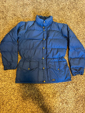 Vintage Class-5 Goose Down Puffer Jacket Blue Tan Made in USA Outdoor Ski Coat picture
