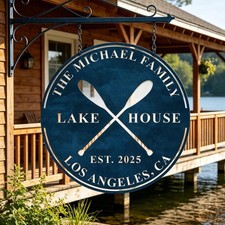 Custom Lake House Metal Sign, Personalized Family Name River Decor picture