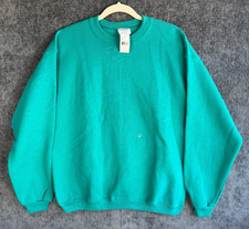 VTG NOS Mens Sz Large Mervyns CHEETAH Crewneck Sweater TEAL AQUA picture