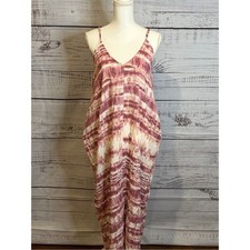 Lulu's Mauve and White Tie-Dye Spaghetti Strap Maxi Dress picture