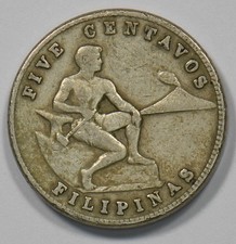 Philippines U.S. (1898-1946) 1915-S 5 Centavos Eagle and Shield P902807 combine picture