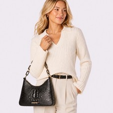 Brahmin Mod Esme Shoulder Bag Charcoal Grey Melbourne Leather picture