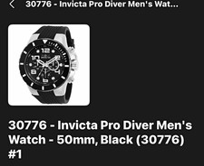 Invicta Pro Diver Men’s Analog Quartz Chronograph Watch 50mm Black/Silver 100m picture