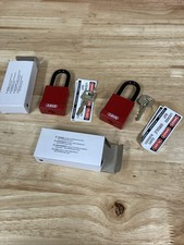2 Pack ABUS 74/40 Lockout Lock Red With One Key New picture