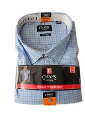 Chaps Men's Regular Fit Button Down Dress Shirt 18.5 x 34/35 Blue XXL / 2XL picture