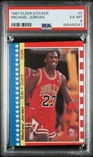Fleer 1987-88 Stickers Michael Jordan #2 PSA 6 Chicago Bulls Card picture