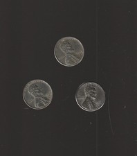 $4 SPECIAL - EXTRA FINE  LINCOLN CENTS  -  1943P  1943D  1943S  nice steel cents picture