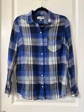 Old Navy Blue Plaid Button-Front Shirt M picture