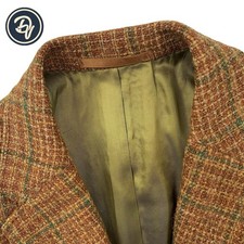 1970's 38 R Phil's NYC Bright Orange Over Check Imported English Tweed Blazer picture