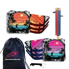 Pro Cornhole Bags Set of 8 Regulation - Slick n Stick Bean Bags w Score Tower picture