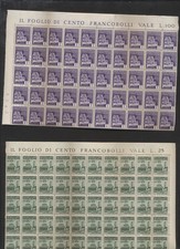 ITALIAN SOCIAL REPUBLIC WHOLESALE LOT of 100 Each of 2 Mint NH Stamps picture