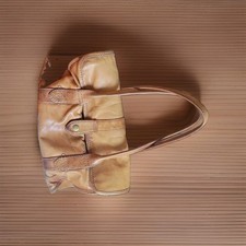 Frye Women’s Brown Tote Bag Zip Top Double Handles Inner Pockets Gold Hardware picture