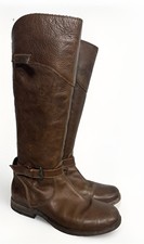Frye Phillip Riding Boots Brown Leather Womens Size 7 Ankle Zip Flaw Strap picture