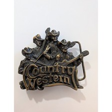 Vintage 1981 Bergamot Brass Works Country Western Band Belt Buckle Made in USA picture