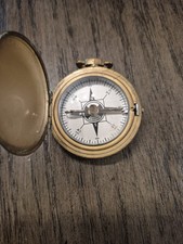 RARE WWII EARLY 20TH CENT ANTIQUE US TAYLOR AURAPOLE BRASS POCKET FIELD COMPASS picture